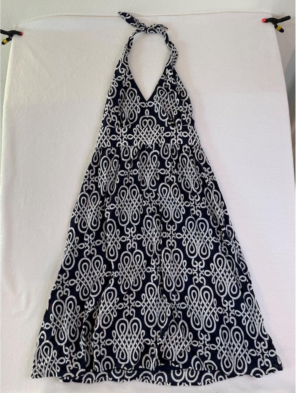 2002 Vintage Y2K Jones New York Halter Dress Navy White Geometric Size 4